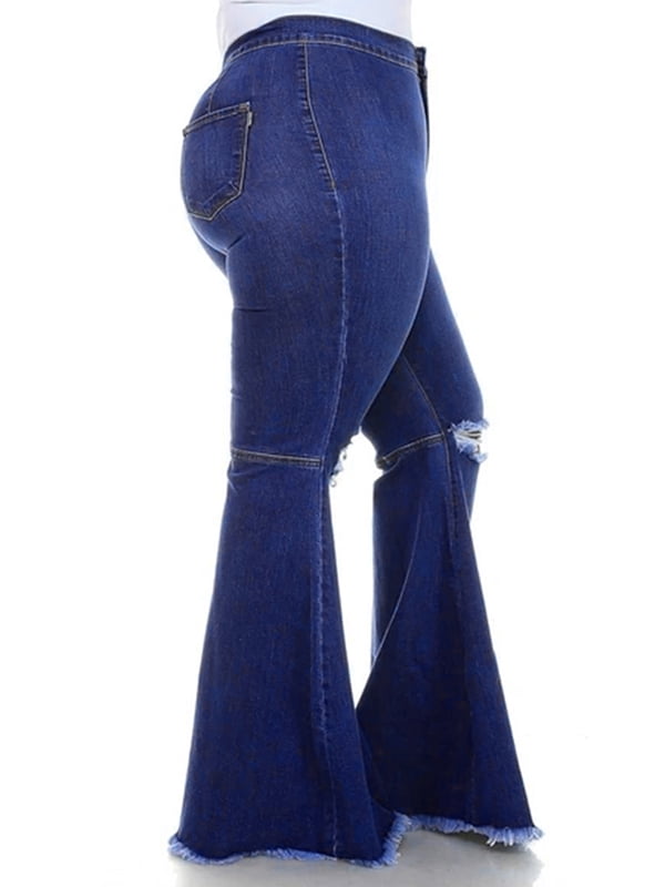 JDinms Women Bell Bottom Jeans Ripped 