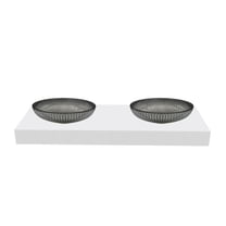 Lucine 21" Oval Decorative Black Vessel Glass Sinks With 60" White Base