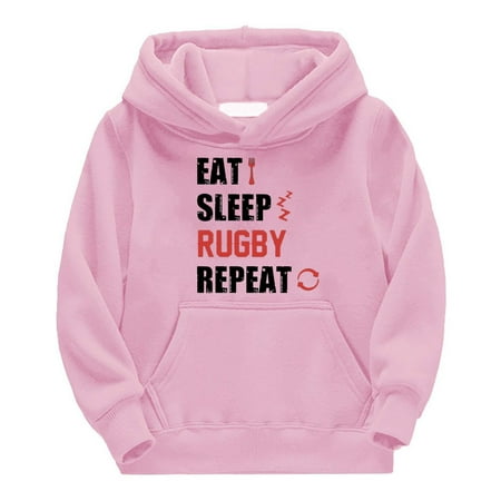 

CHAOLEI Kids Boys Girls Football Fans Sports Gift Teen Sweatshirt Vintage Rugby Player Sports Retro Rugby Pullover Hoodie -Pink 5-6 Years