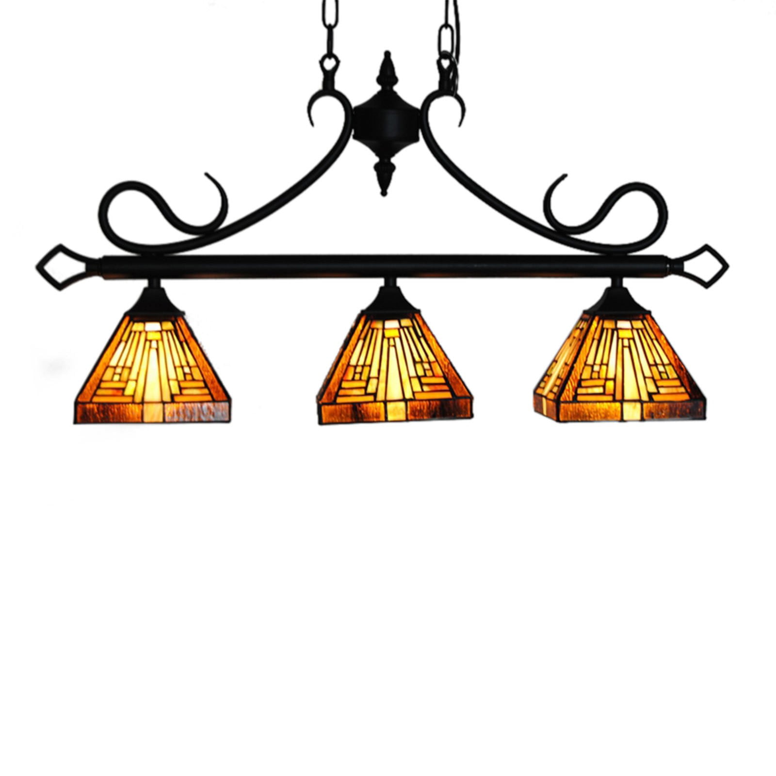 Miumaeov 3-light Vintage Hanging Lamp Tiffany Stained Glass Chandelier Ceiling Pendant Light Fixture