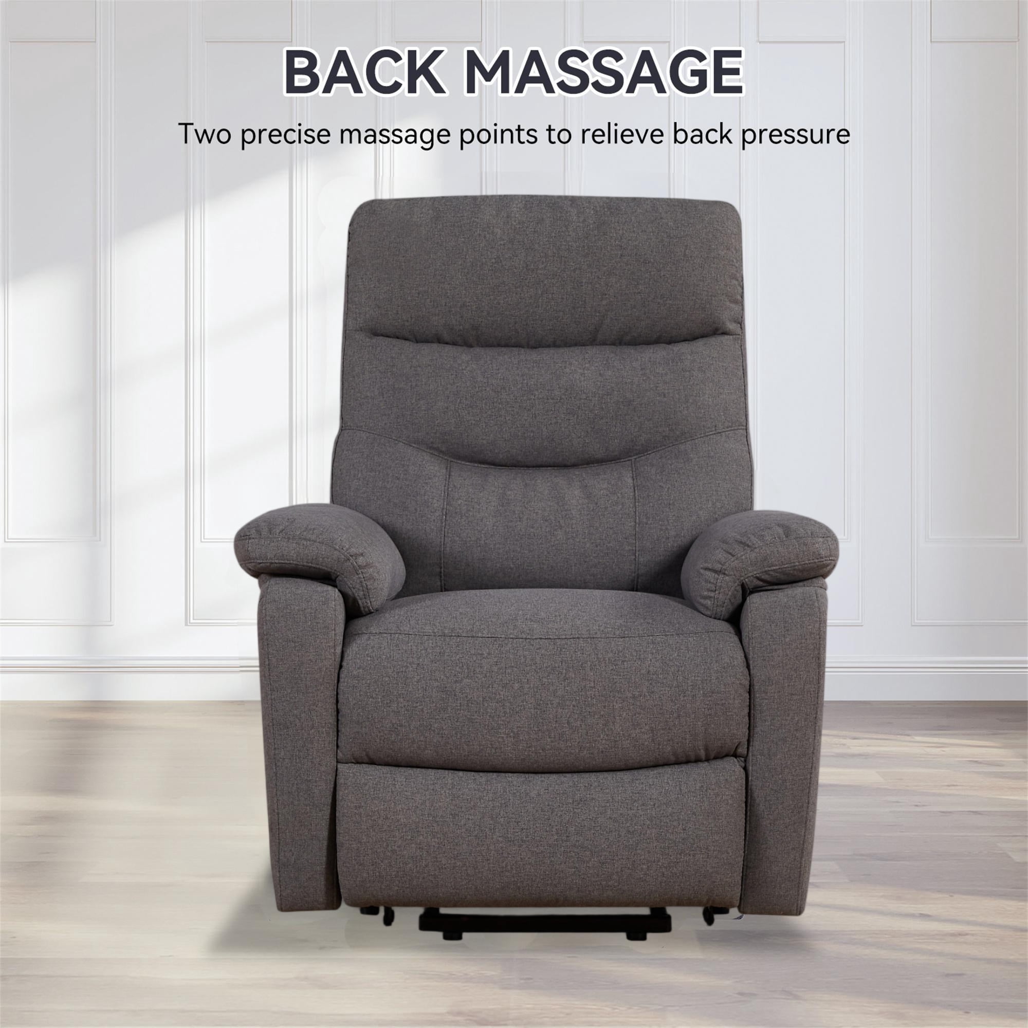 Aukfa Power Lift Recliner Chair with Massage&USB Port for Adult, 2 Side Pockets, Linen, Gray