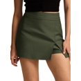thumbnail image 3 of Skirts for Women Trendy High Waisted Corduroy Mini Skirt with Shorts Army Green L, 3 of 9