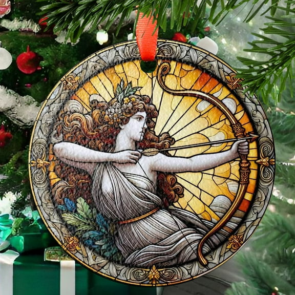Artemis Stained Glass SunCatcher Greek Goddess Artemis Window Hanging Protection Charm Home Decoration Gift Divine Feminine Art, Stained Glass Ornament 2025, Holiday Decoration,