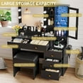 thumbnail image 5 of FANRAL Vanity Desk with Mirror and Lights,Makeup Vanity with 5 Drawer & LED Glass Cabinet,3 Light Mode and Brightness Adjusted,Vanities Mirror with Light Desk and Chair,Black Vanity, 5 of 9