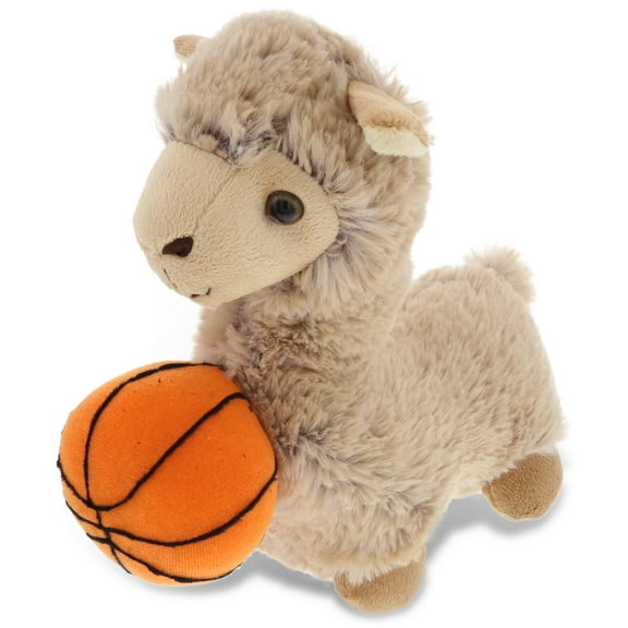 DolliBu Beige Llama Stuffed Animal with Basketball Plush - Soft Huggable Llama, Adorable Playtime Plush Toy, Cute Farm Animal Gift, Basketball Plush Animal Toy for Kids and Adults - 11 Inch