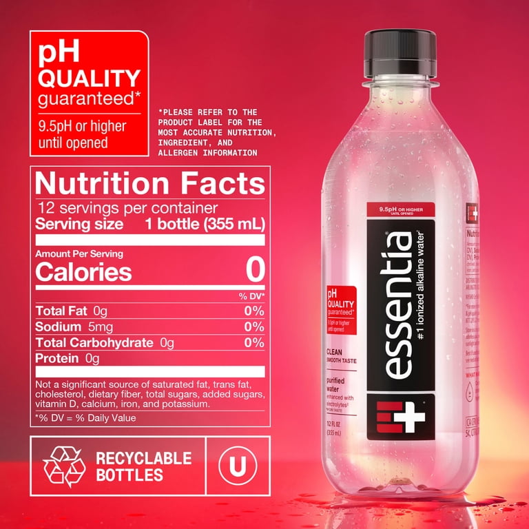 Essentia Purified Mineral Drink, Ionized Alkaline Water, 12 fl oz