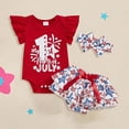thumbnail image 2 of Akiihool Toddler Outfit Girl Newborn Baby Girl Clothes Infant Romper Spring Summer Outfits Gifts Bell Bottoms Pant Sets for Girls Preemie-12Month(Watermelon Red,12-18M), 2 of 6