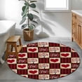 thumbnail image 5 of Red Plaid Valentine's Day Round Rug 3ft Washable Circle Entryway Rugs Non Slip Checkered Farmhouse Valentines Area Rug Indoor Floor Carpet for Bedroom Kitchen Living Room Office Dining Room Nursery, 5 of 8