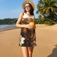 thumbnail image 3 of Balery Adorable Calf Butterflies Champagne Vestidos de verano para mujer con estampado: vestido holgado sin mangas, vestido playero informal y cómodo para días calurosos., 3 of 7