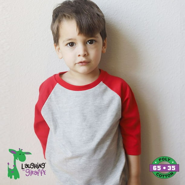 The Laughing Giraffe - Toddler Raglan T-Shirt - Grey/Red - Walmart.com