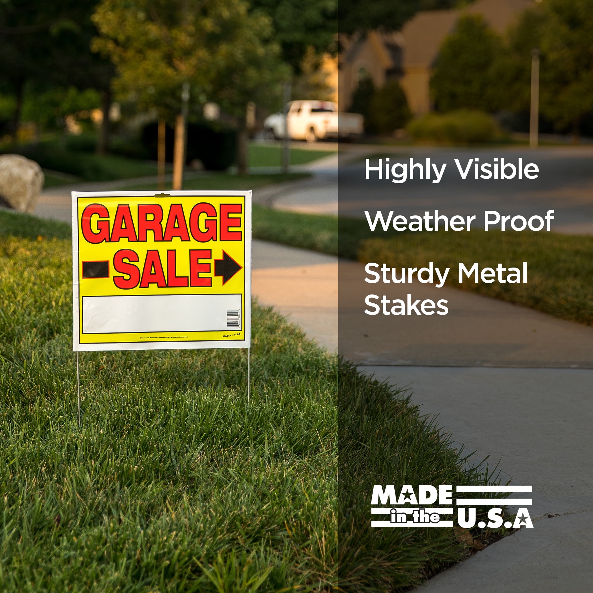 Sunburst Systems 3035 Garage Sale Kit with Garage Sale Labels & Double Sided 14" x 22" Garage Sale Signs with Stakes