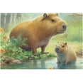thumbnail image 4 of SKYSONIC Bathroom Rug Toiletry Mat Set, 2 pack Capybara Family Print, Fluffy Plush Absorbent Bath Rugs Carpet for Bathroom Floor Toilet Tub and Shower,23.6"x15.7"+17.3"x13.4", 4 of 7
