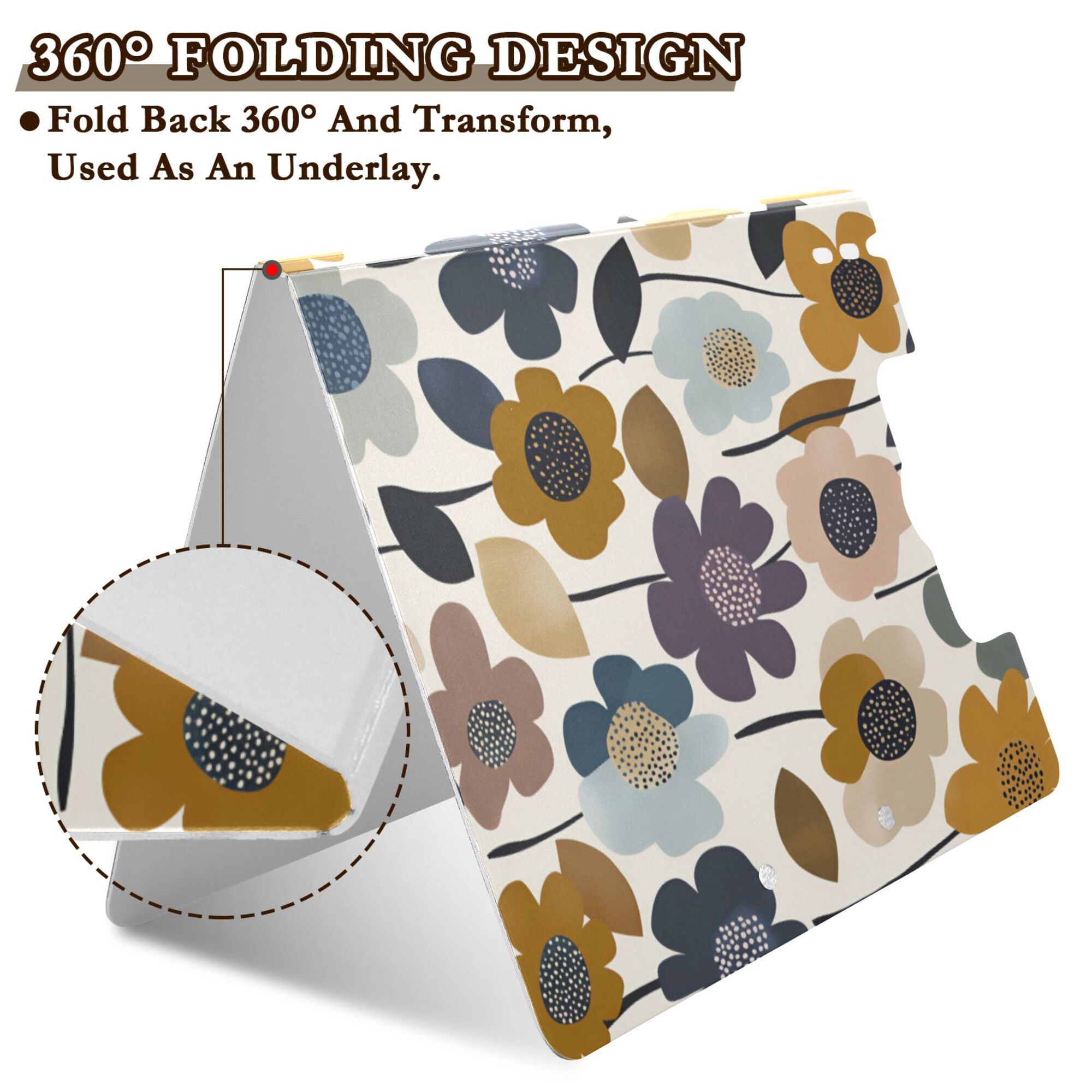 FORMRS A4 Clipboard Folder with Pen Holder Horizontal Foldable School Office Binder, Colorful Floral