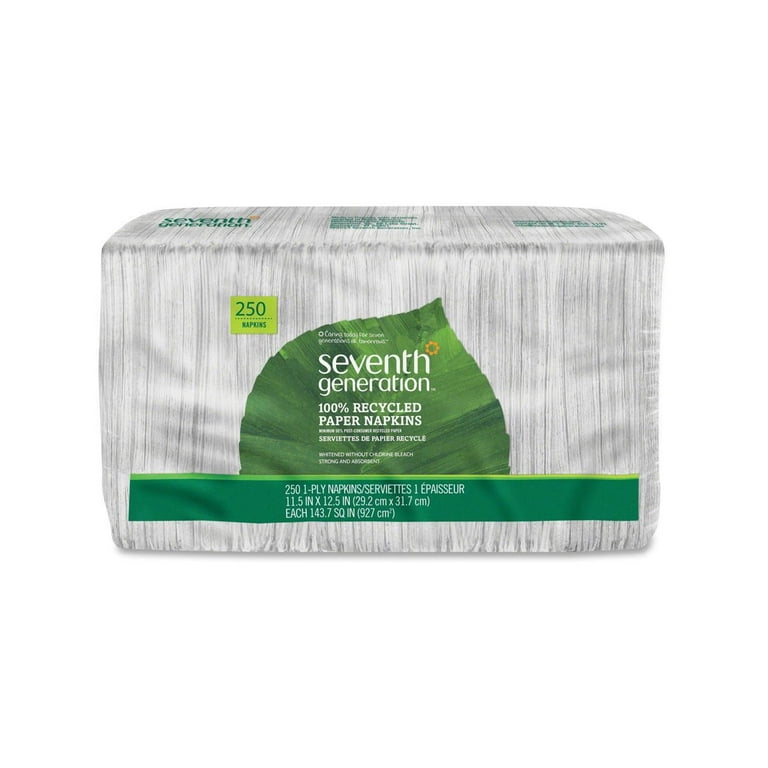 100% Recycled Napkins, 1-Ply, 11 1/2 x 12 1/2, White, 250/Pack 100% Recycled Napkins, 1-Ply, 11 1/2 x 12 1/2, White, 250/Pack