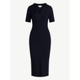 thumbnail image 4 of Free Assembly Women's Ribbed Polo Midi Dress with Short Sleeves, Sizes XS-XXL, 4 of 4