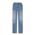 thumbnail image 4 of FrzhBrz Womens Jeans Loose Straight Wide Leg Boyfriend Jeans Casual Y2K Denim Pants with Pockets, 4 of 7