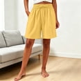 thumbnail image 2 of AHTJRT Cotton Pajama Shorts for Women Drawstring Elastic Waist Indor Nightwear Wide Leg Lounge Shorts with Pockets Yellow L, 2 of 7