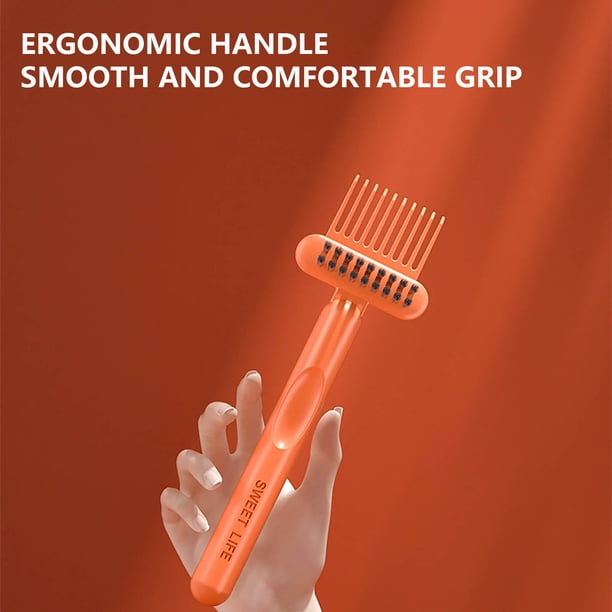 Cepillo para limpiar peines | Limpiador de cepillos de doble cara | Desredador de pelo rizado y herramienta de masaje | Diseño de garras huecas para una eliminación completa | Tamaño compacto