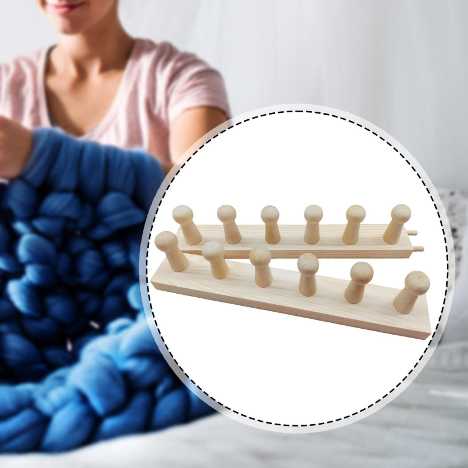 GUOOL 4 Pieces Wooden Weaving Loom Chunky Blanket Knitting Hand Crochet Yarn Craft Board Ergonomic Wood Frame Suitable for DIY lovers sewing hobbyists party gift home crafting 2 sections