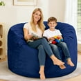 thumbnail image 4 of Congermom Bean Bag Chair Stuffed Memory Foam for Adults & Kids with Velvet Ultra Soft Fur 3FT，Blue, 4 of 6