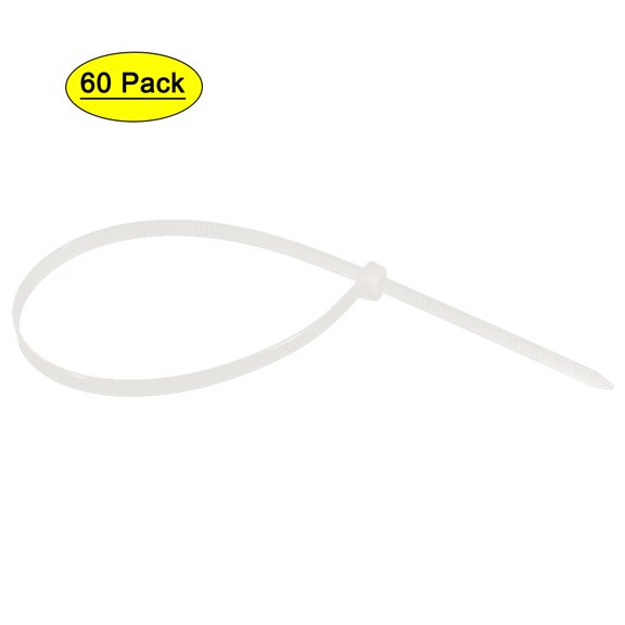 Uxcell Cable Ties Cable Zip Ties Adjustable Cable Tie Wraps Self-Locking Nylon 17.72" x 0.19" White 60pcs