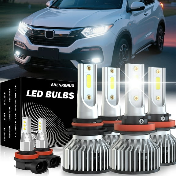 For Honda HR-V 2019-2021 HRV 6000K 6x LED Headlight + Fog Light Bulbs Kit Combo 500% Brighter than Halogen,6pcs