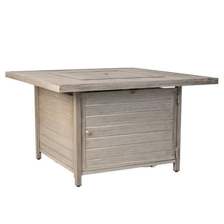 Fire Sense - Langhorne Square Aluminum LPG Fire Pit - Barnwood