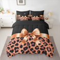 thumbnail image 2 of Homewish Leopard Print 7pcs Bedding Comforter Set For Teens Boys Girls,Kawaii Bow Queen Bedding Sets Super Cozy,Black Orange Queen Sheet Sets,Super Cozy Room Decor,Reversible, 2 of 8