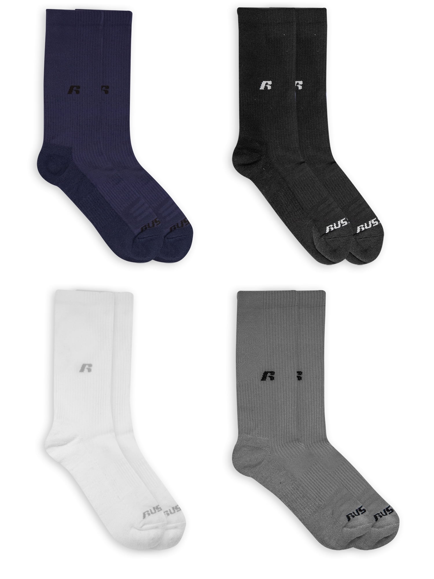 Russell Russell Men's "Work to Work Out" Crew Socks 4 Pack Walmart