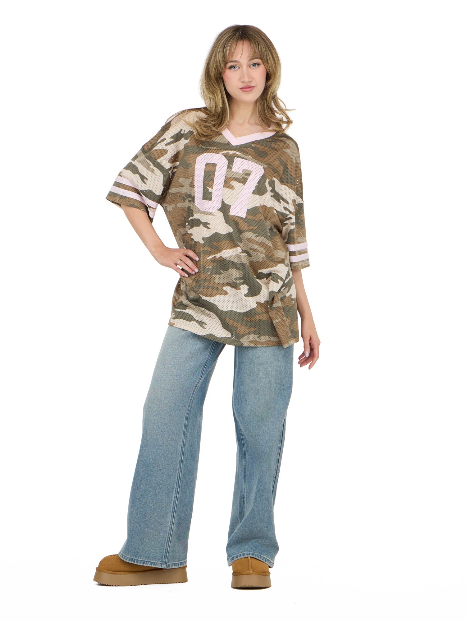 Forever 21 Women's Mesh Oversized Football Tee with Screened Detail, Sizes XS-XL