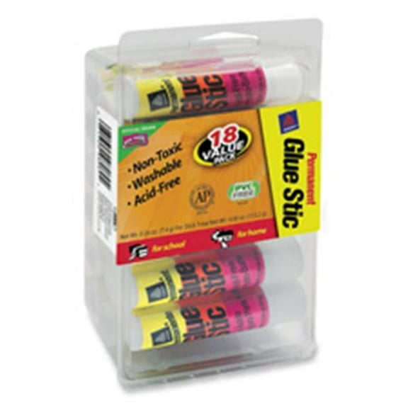 Avery AVE Glue Sticks, Permanent, .26 oz, Value Pack, 18-PK, Clear