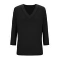 thumbnail image 5 of BSDJILFG Plus Size Tops for Women 3/4 Sleeve Pajama Tops Spring Summer Tees V Neck Casual Tunic Tops Basic Shirts Loose Fit Blouse, 5 of 9