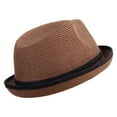 thumbnail image 3 of Big Size Paper Upbrim Fedora - Brown XL-2XL, 3 of 5