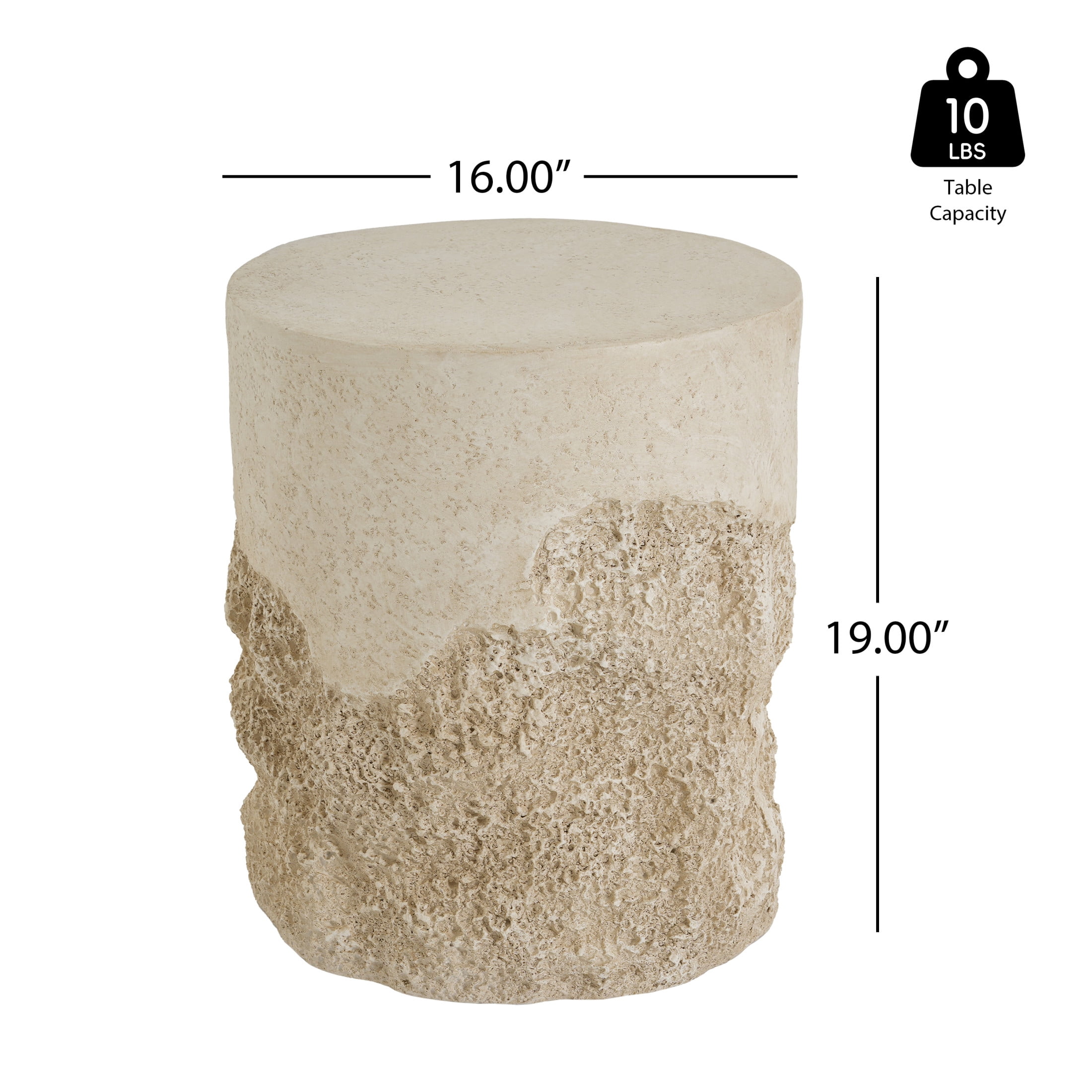 Christopher Knight Home Outdoor MGO Round Accent Side Table, Coral-Texture for Coastal Decor, Beige
