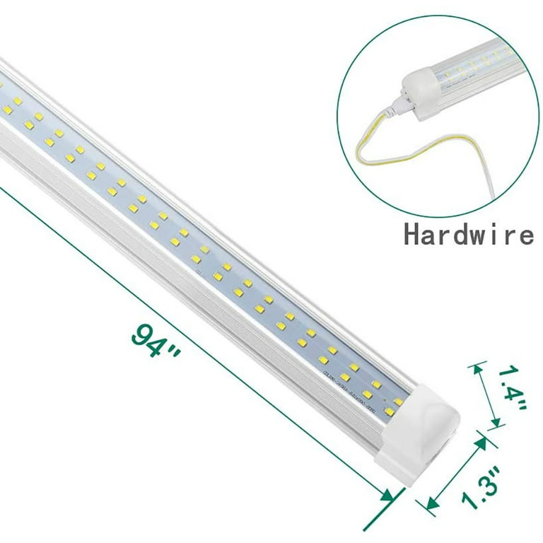 Dual Row T8 8ft LED Shop Garage Light Fixture Linkable and Super