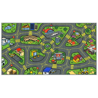 Yawots Kids Road Carpet Play Mat for Toy Cars Portable Anti-Slip Large Play Rug for Toddlers Children Educational Road Traffic Play Mat for Play Room