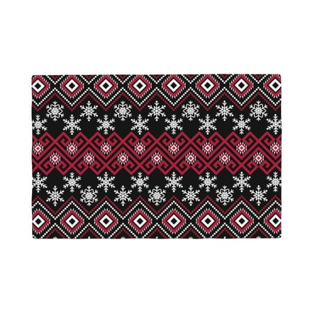 

Table Placemats Set of 6 - red Minimalist Snowflake 12x18 In Faux Linen Double Heat Resistant Place Mats Cloth Indoor/Outdoor Placemats Washable Table Mats for Dining Kitchen Party