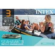 Intex Seahawk 3 Person Inflatable Rafting Boat Set w/ Aluminum Oars & Pump