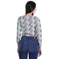 thumbnail image 3 of Moomaya Printed Crop Tops For Women Long Sleeve Elastic Hem Round Neck T Shirt, 3 of 4
