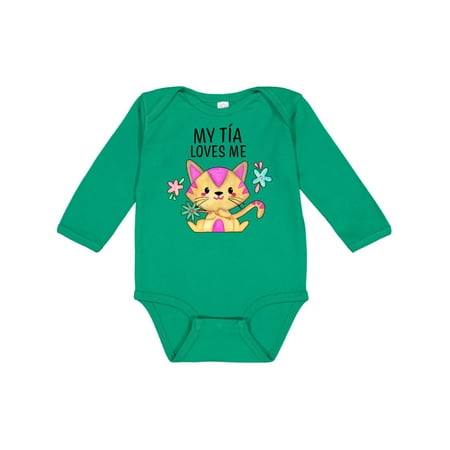 

Inktastic My Tía Loves Me with Cute Kitten and Flowers Gift Baby Boy or Baby Girl Long Sleeve Bodysuit
