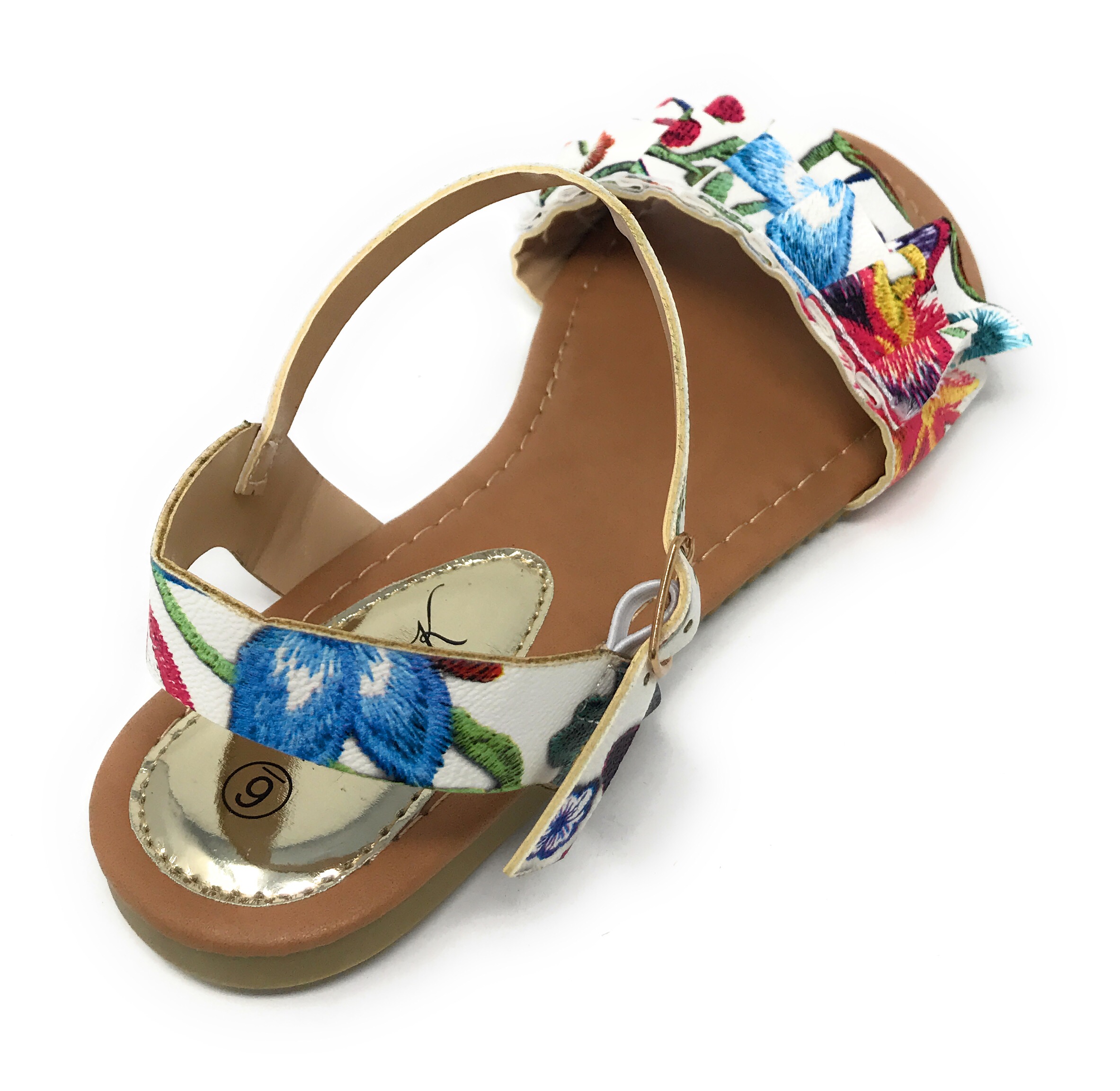 Victoria K Women's Printed Floral Ruffels Sandals