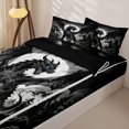 thumbnail image 3 of Metsweet Gothic Dragon Zipper Full Size Comforter Sets with Fitted Sheet and 2 Pillowcases, Magical Wildlife Zipper Bedding Set, Black Gray White,4pcs,Black Reversible, 3 of 6