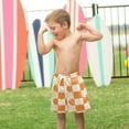 thumbnail image 4 of FORMRS Boys Swim Trunks Quick Dry Mesh Liner Boardshorts Sizes XS-XL, Orange Checkered Pattern, 4 of 7