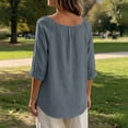 thumbnail image 7 of NTACZA Solid Casual&nbsp;Tops&nbsp;for Women Blouses Cotton And Linen Button Front Scoop Neck Relaxed Fit 3/4 Sleeve Gray, 7 of 7