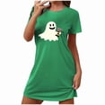 thumbnail image 4 of Sakmal Ultra-Soft Moomoo Nightgowns Women Cute Green Halloween Night dress Ghost Print Crew Neck Short Sleeve Short Nightgowns S-2XL, 4 of 4
