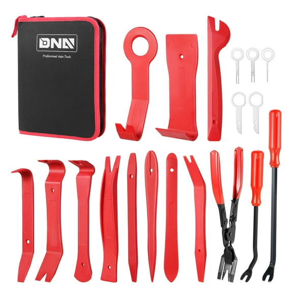 DNA Motoring TOOLS-00246 Car Trim Removal Tool Kit Red Clip Plier Upholstery Remover Set for Auto Door Panel Audio Dashboard