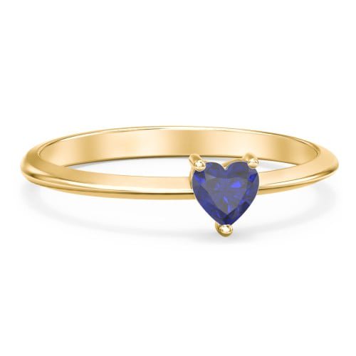 Bague Pierre de Naissance en Forme de Cœur - Saphir Bleu (Septembre)