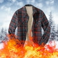 thumbnail image 2 of Men's Warmest Winter Coat Casual Plush Plaid Print Turn-Down Collar Coat Long Sleeve Pocket Jacket Coat Young Men's Winter Jackets down Hunting Coat Mens Coat Small Coat for Winter Men unique gifts, 2 of 6