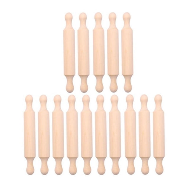 Rodillo de madera pequeño de 7 pulgadas para amasar masa, para hornear, para niños, para hacer fondant, pasteles, pizzas, 15 unidades