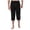 Black, variant on Men Drawstring Button Front Elastic Waist Knee Length Capri Knit Lounge Pants Deep Side Slip Pockets Ultra Soft Breathable Home Beach Relaxed Trousers XXXL